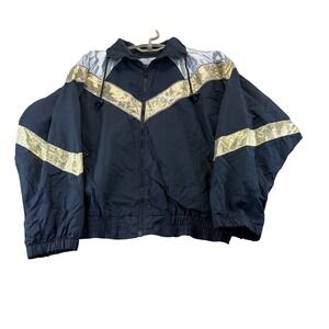 The La Costa Spa Windbreaker Womens M Black Gold Silver Metallic Vtg USA Jacket